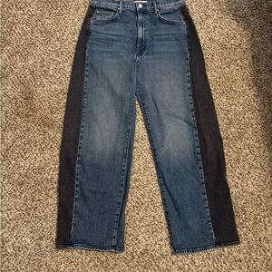 MOTHER stovepipe flood high waist black and blue